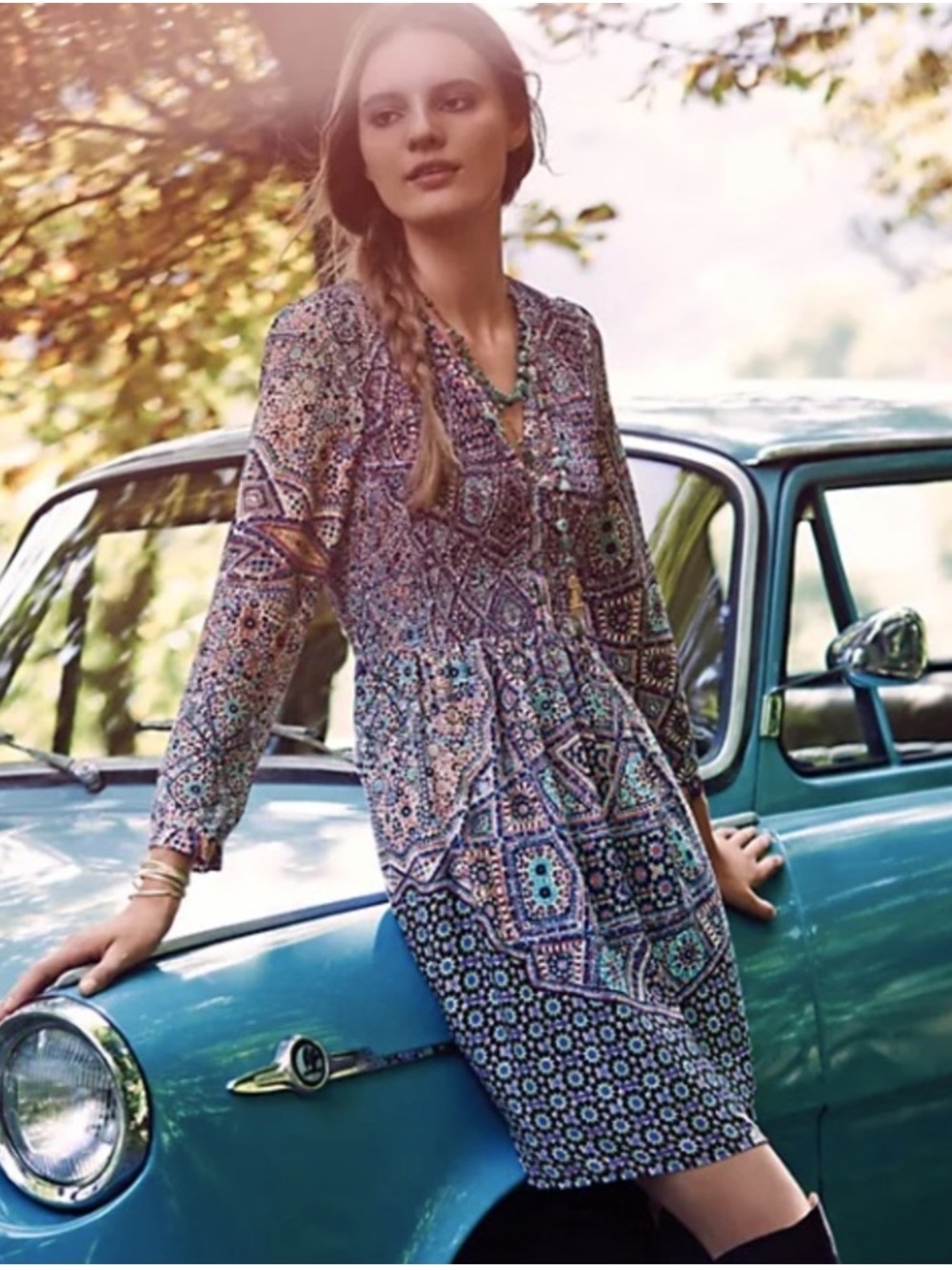 Anthropologie Maeve Tiled Amethyst Dress Multicolor sz Small